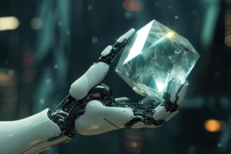 Robot Holding Futuristic Crystal