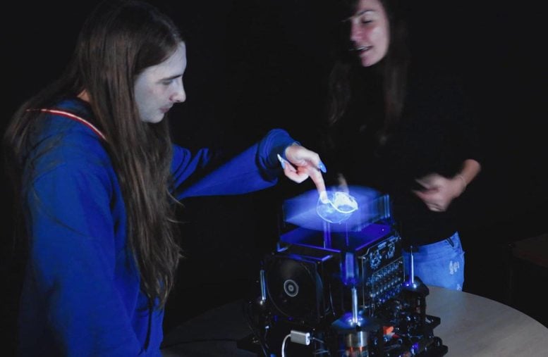 Touching a Skull Hologram