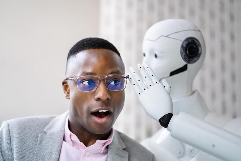 AI Robot Whispering Secret to Black Man
