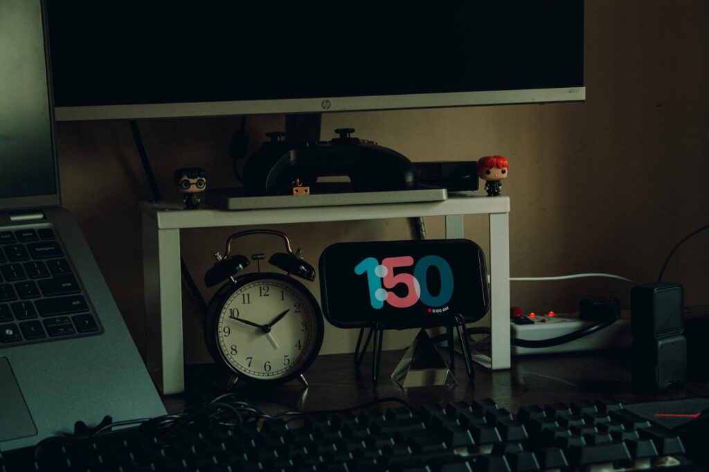 Modern laptop workstation setup showing high-performance computer on desk with external monitor