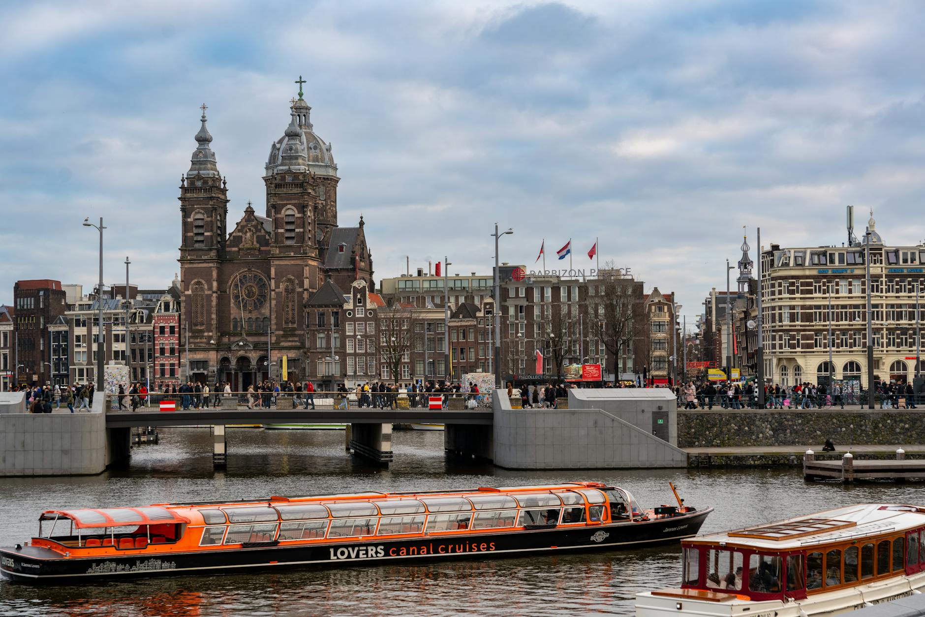 Amsterdam canal district showing the city's historic architecture and waterways