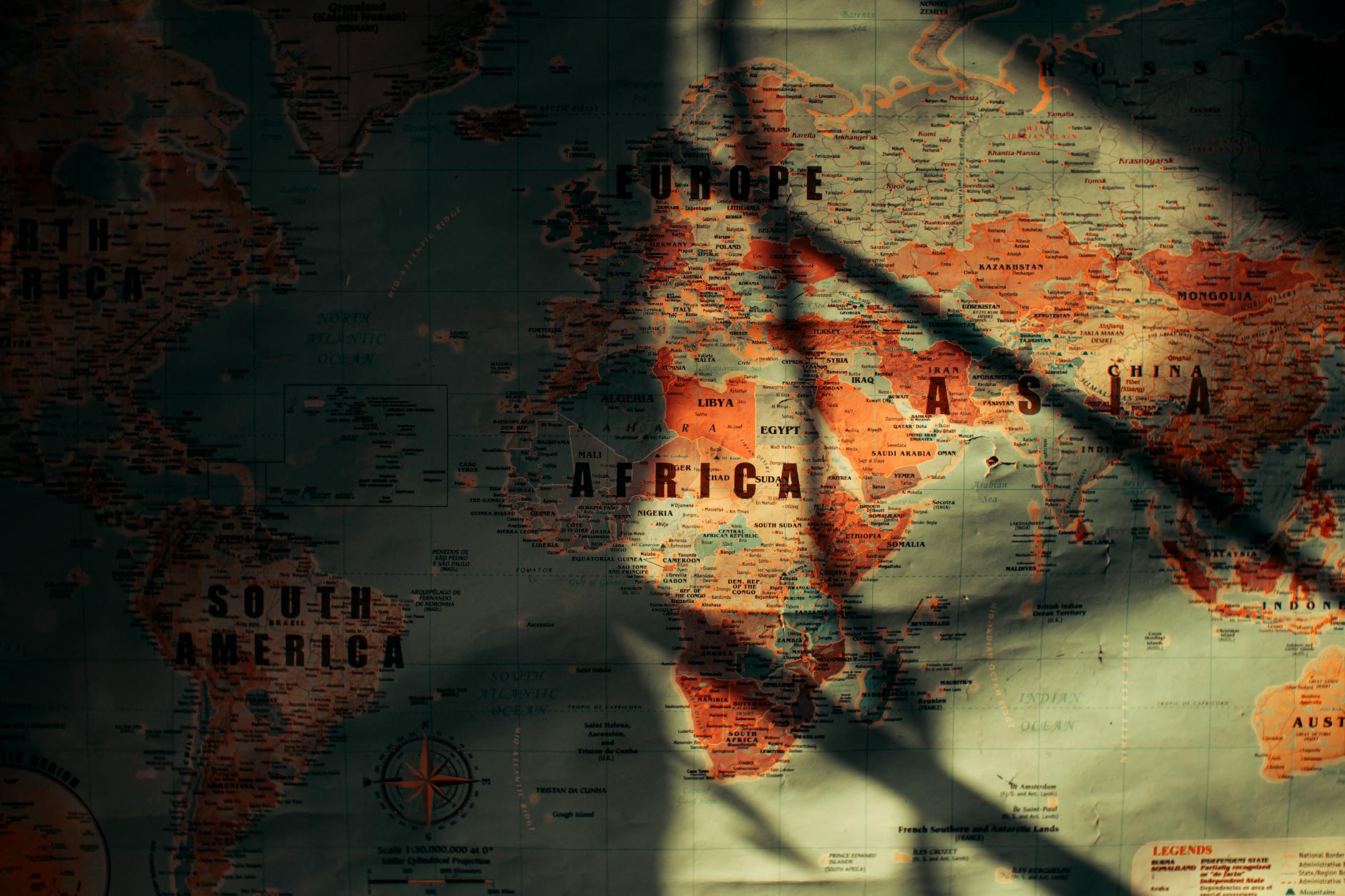 Digital world map representing global business operations and international hiring