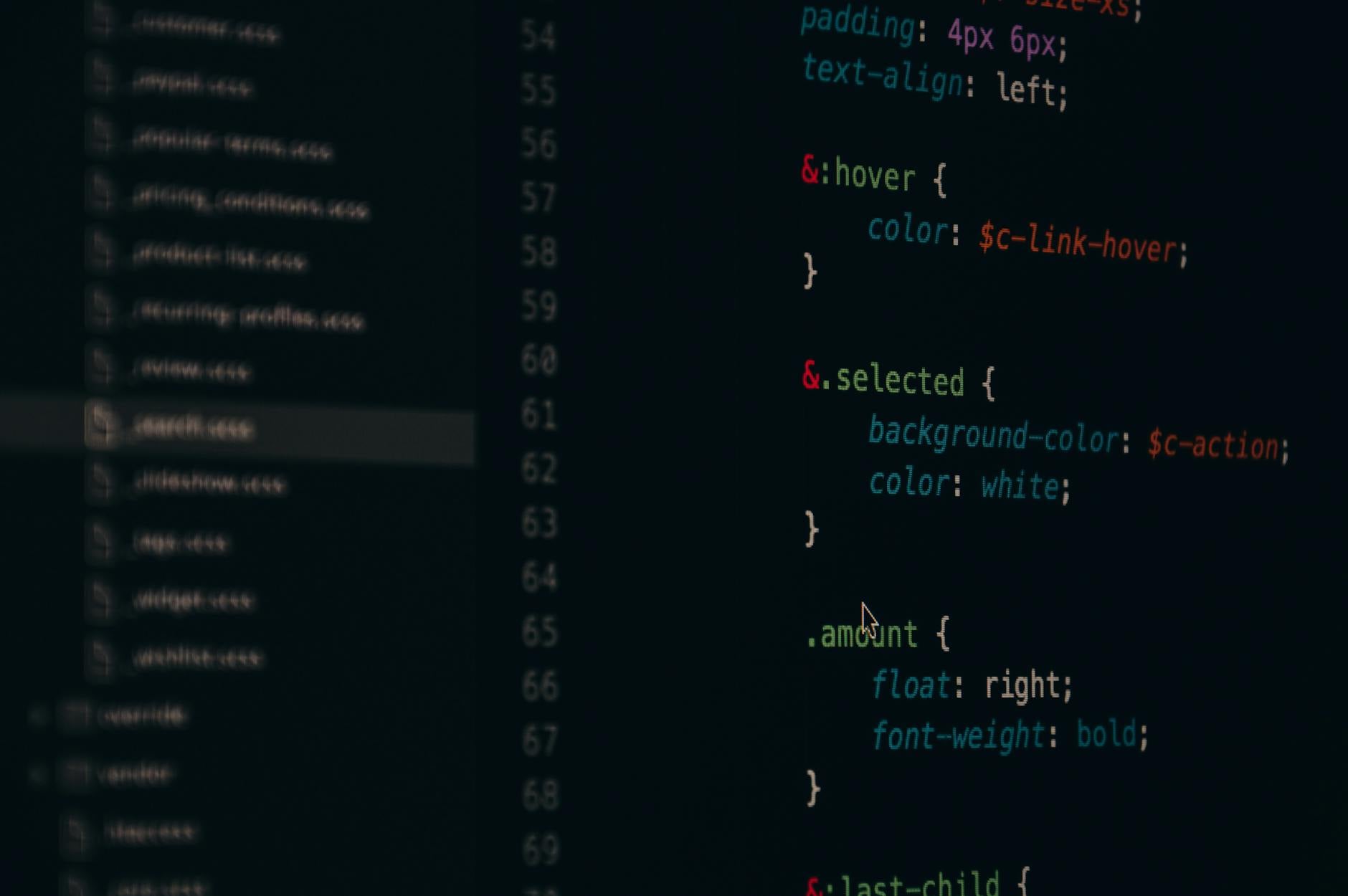 Closeup of code on a computer screen representing software development