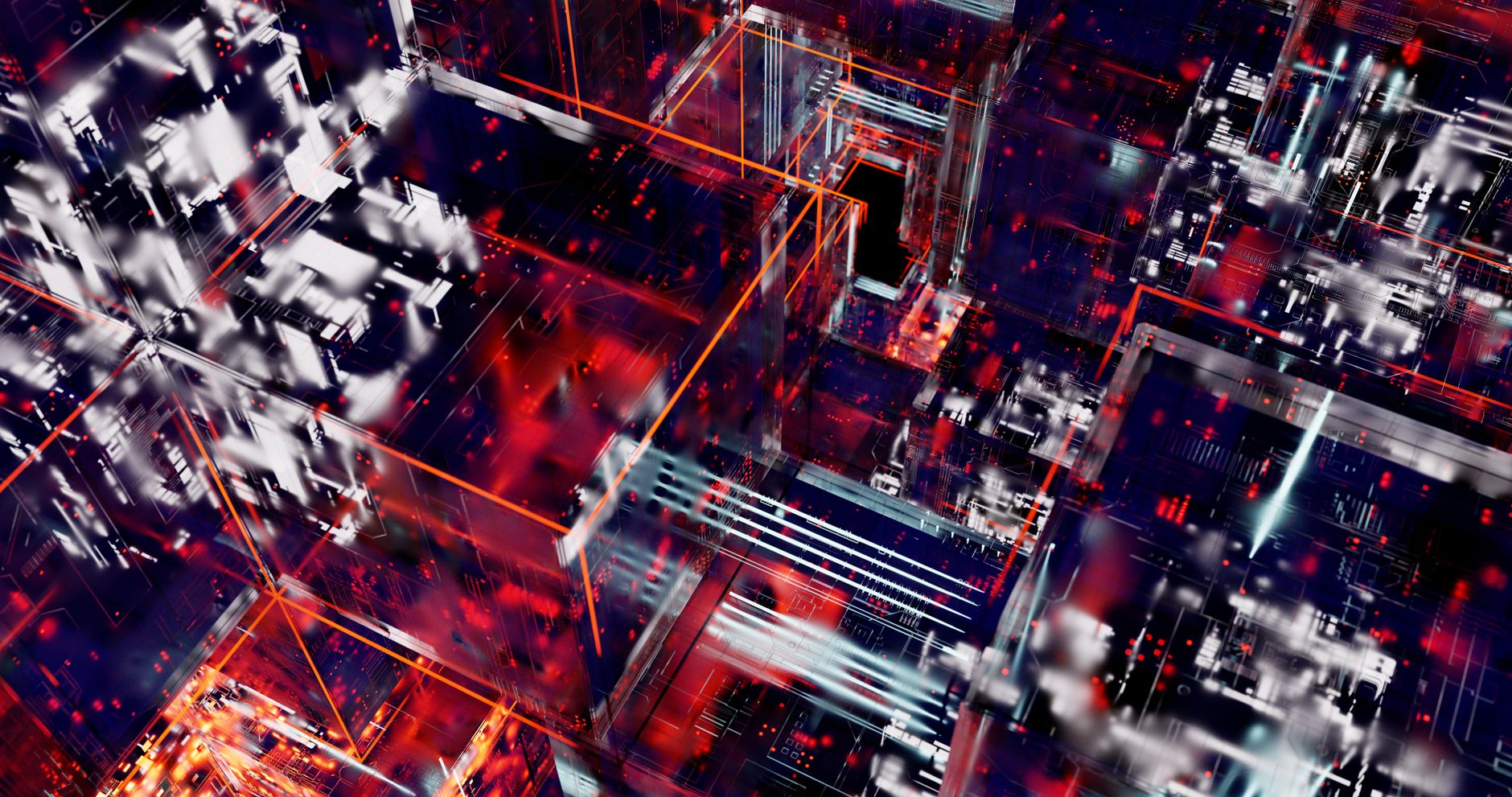 Abstract visualization of cloud computing infrastructure and data flow