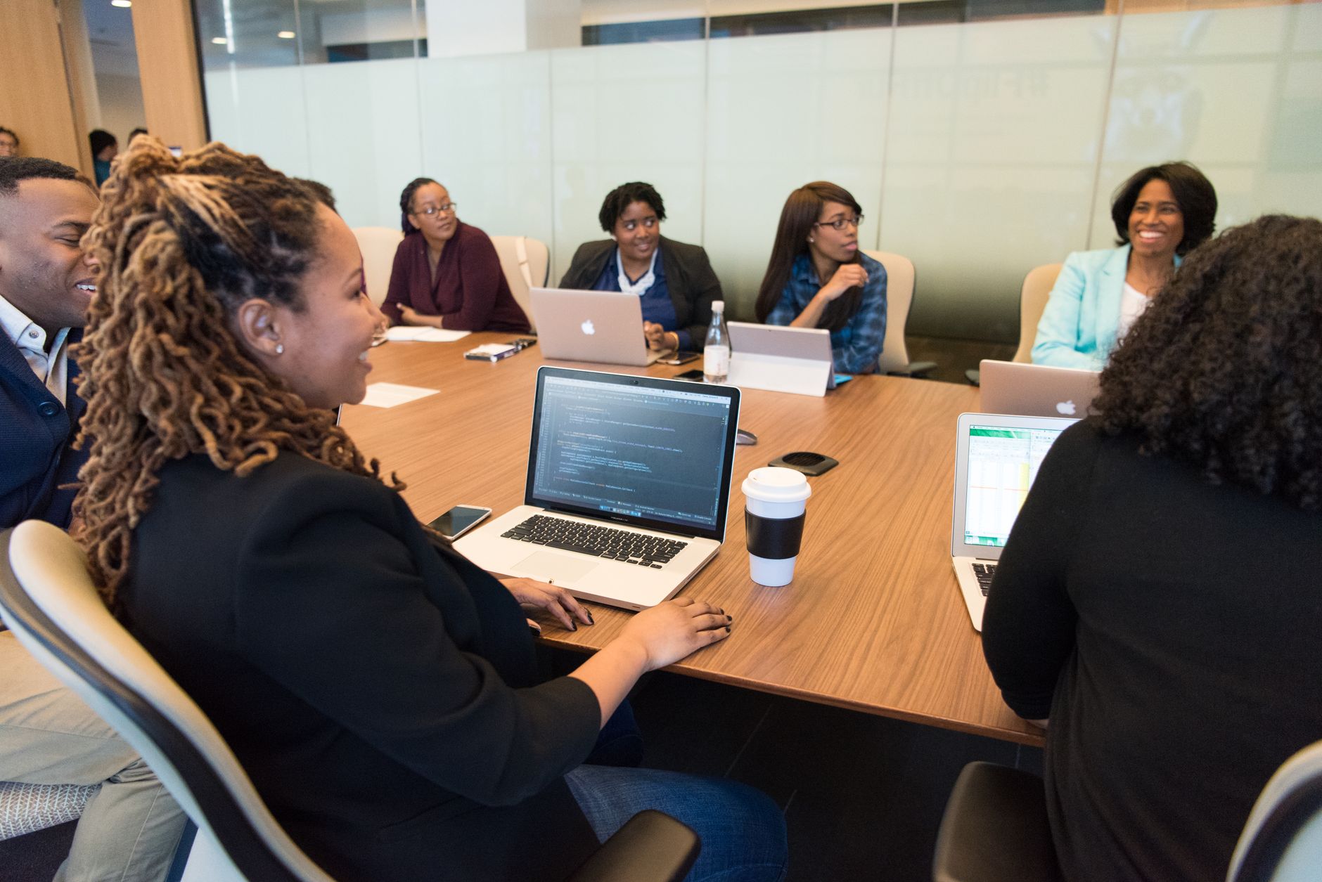 Engineering team reviewing project roadmap during a meeting