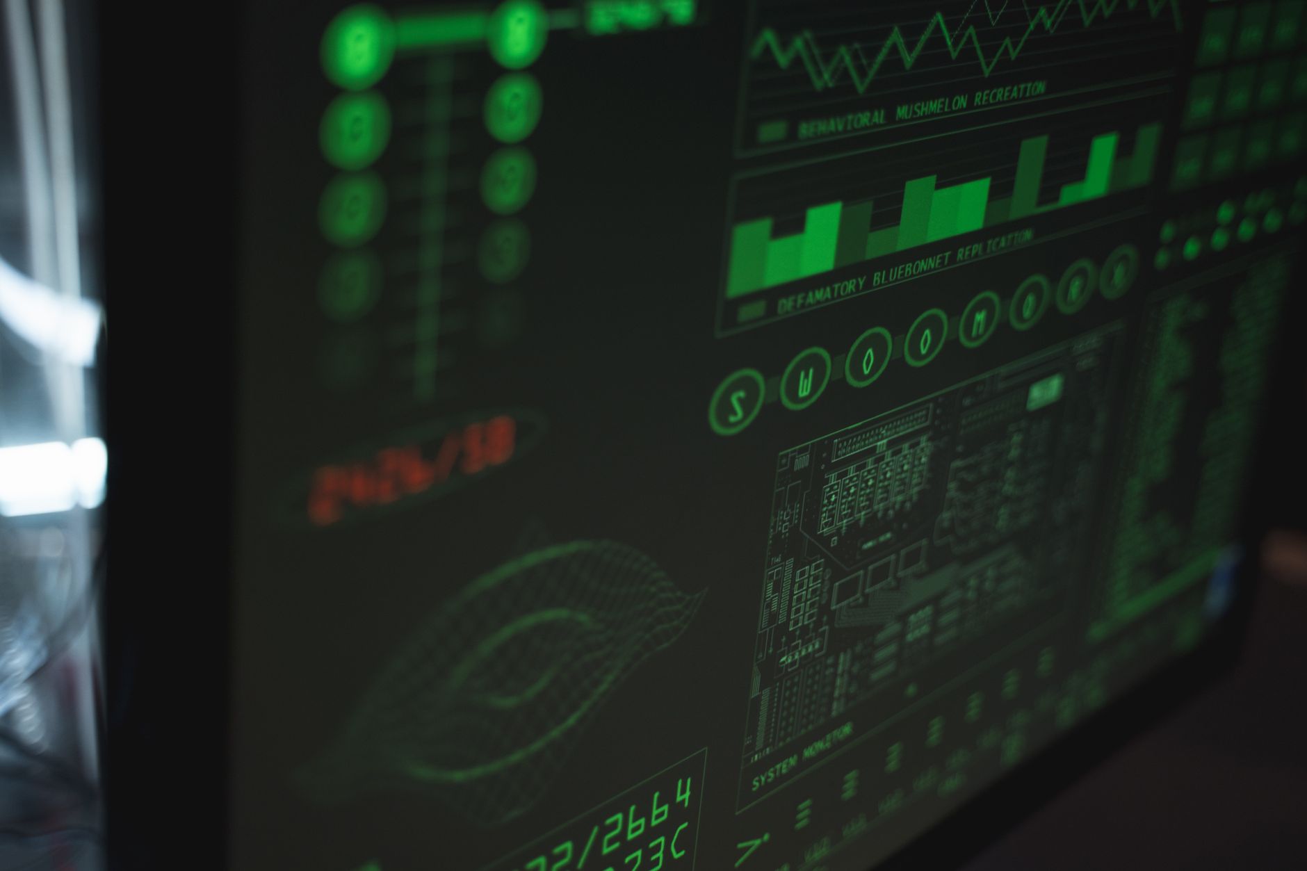 Abstract technology interface showing data streaming on a monitor