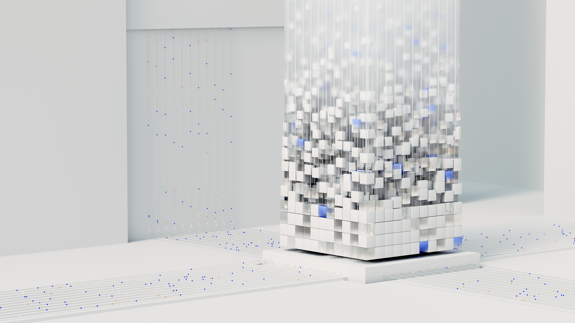 Abstract visualization of artificial intelligence and data processing technology