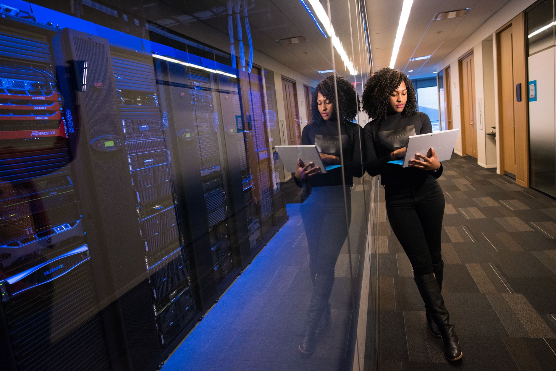 Server rack representing email delivery infrastructure and API technology
