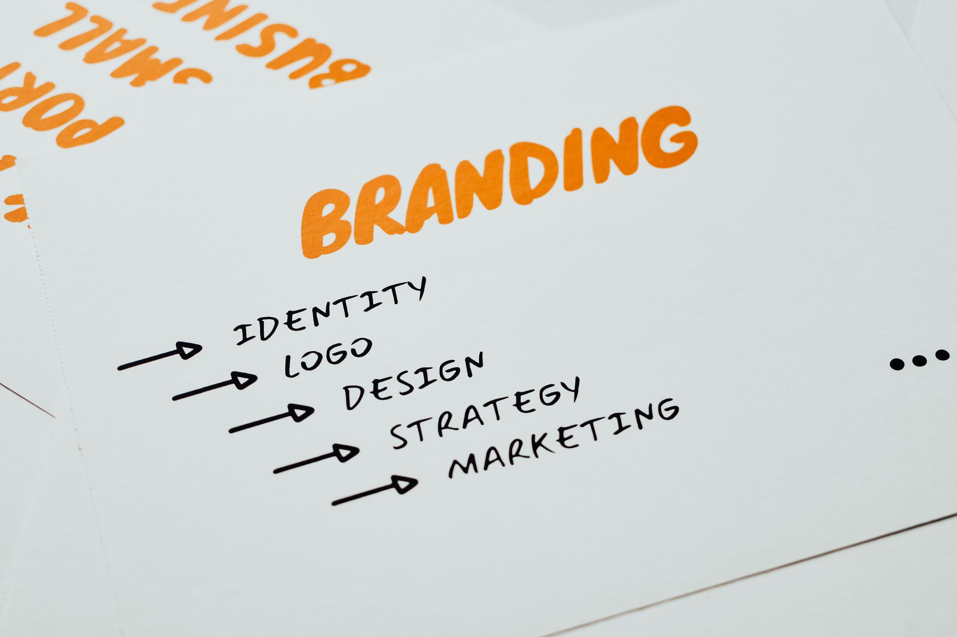 A business professional reviewing brand positioning documents at a desk