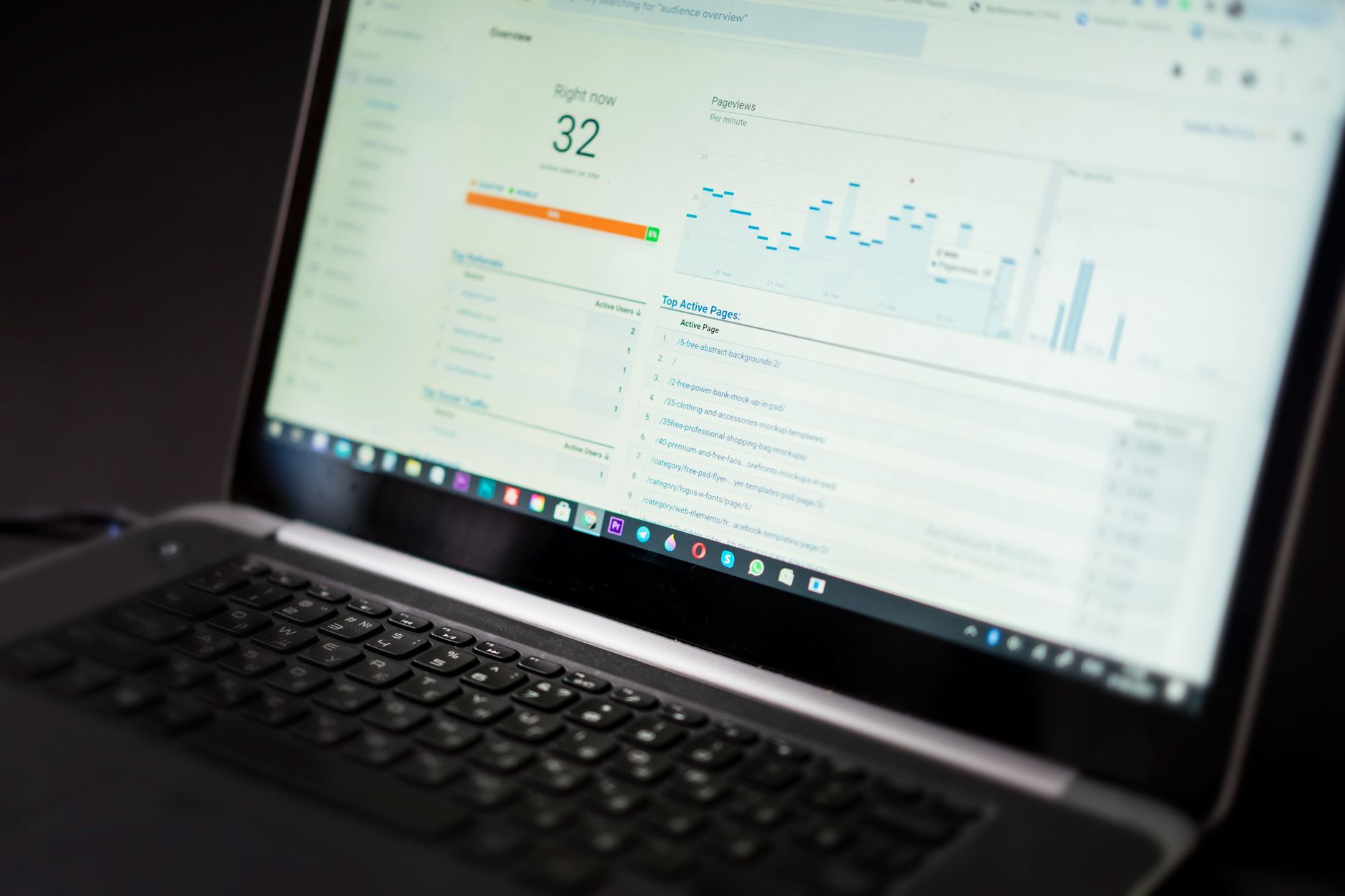 A person reviewing candidate data and analytics on a laptop screen