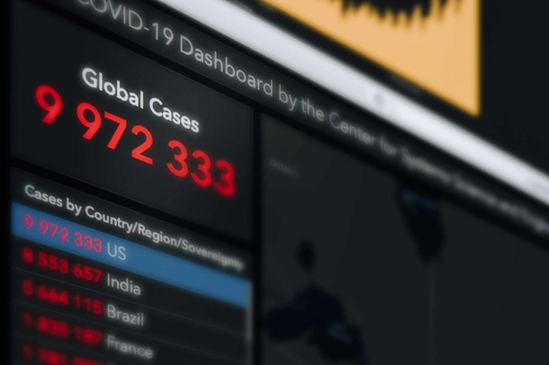 Person reviewing analytics dashboard on a laptop screen displaying charts and metrics